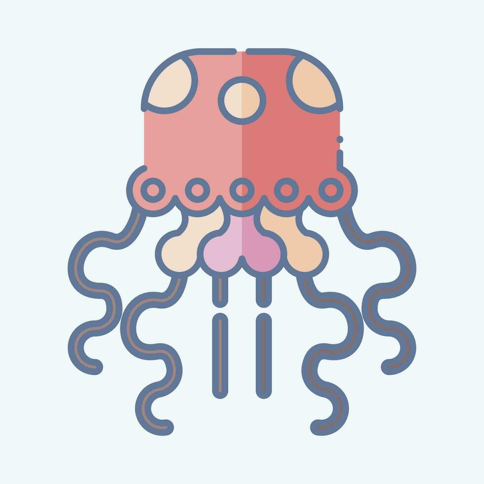 Icon Jellyfish. related to Alaska symbol. doodle style. simple design editable. simple illustration vector