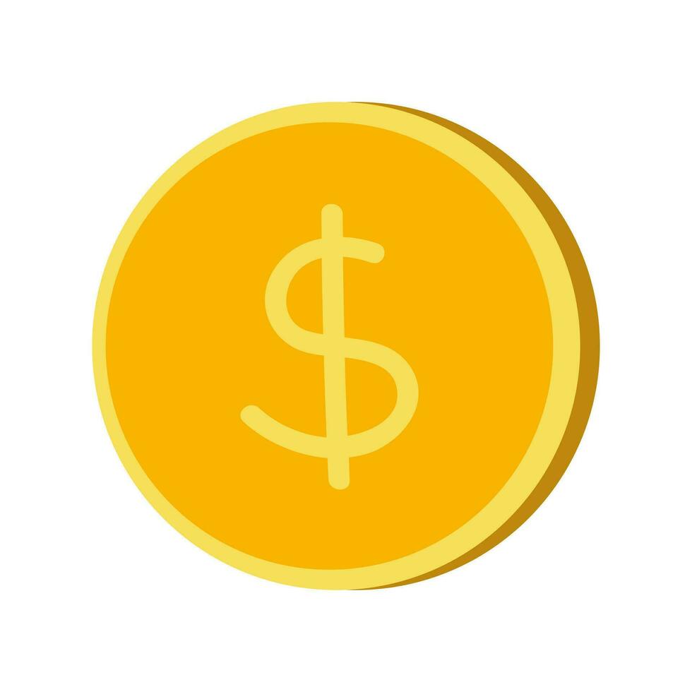 Money flat illustration. Dollars and gold coins stack. Wealth and banking icon. Isolated on white background. vector