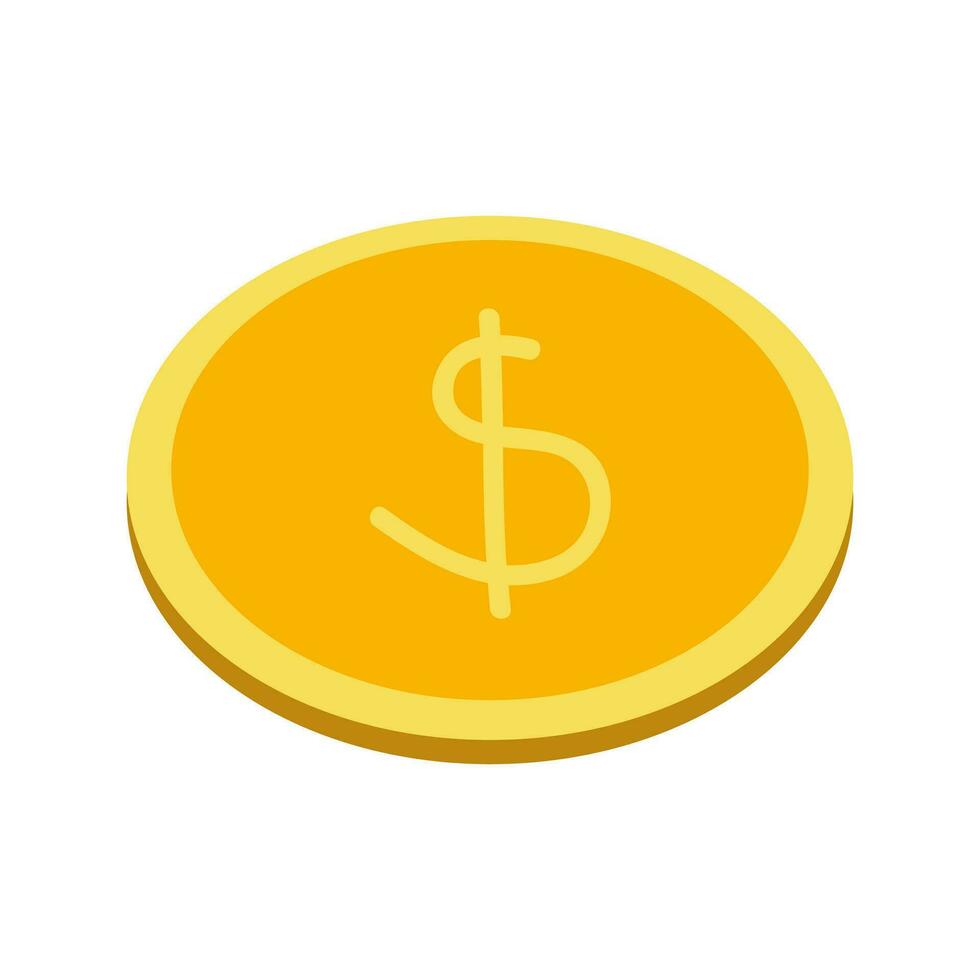 Money flat illustration. Dollars and gold coins stack. Wealth and banking icon. Isolated on white background. vector