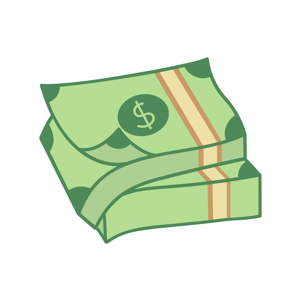 Money flat illustration. Dollars and gold coins stack. Wealth and banking icon. Isolated on white background. vector