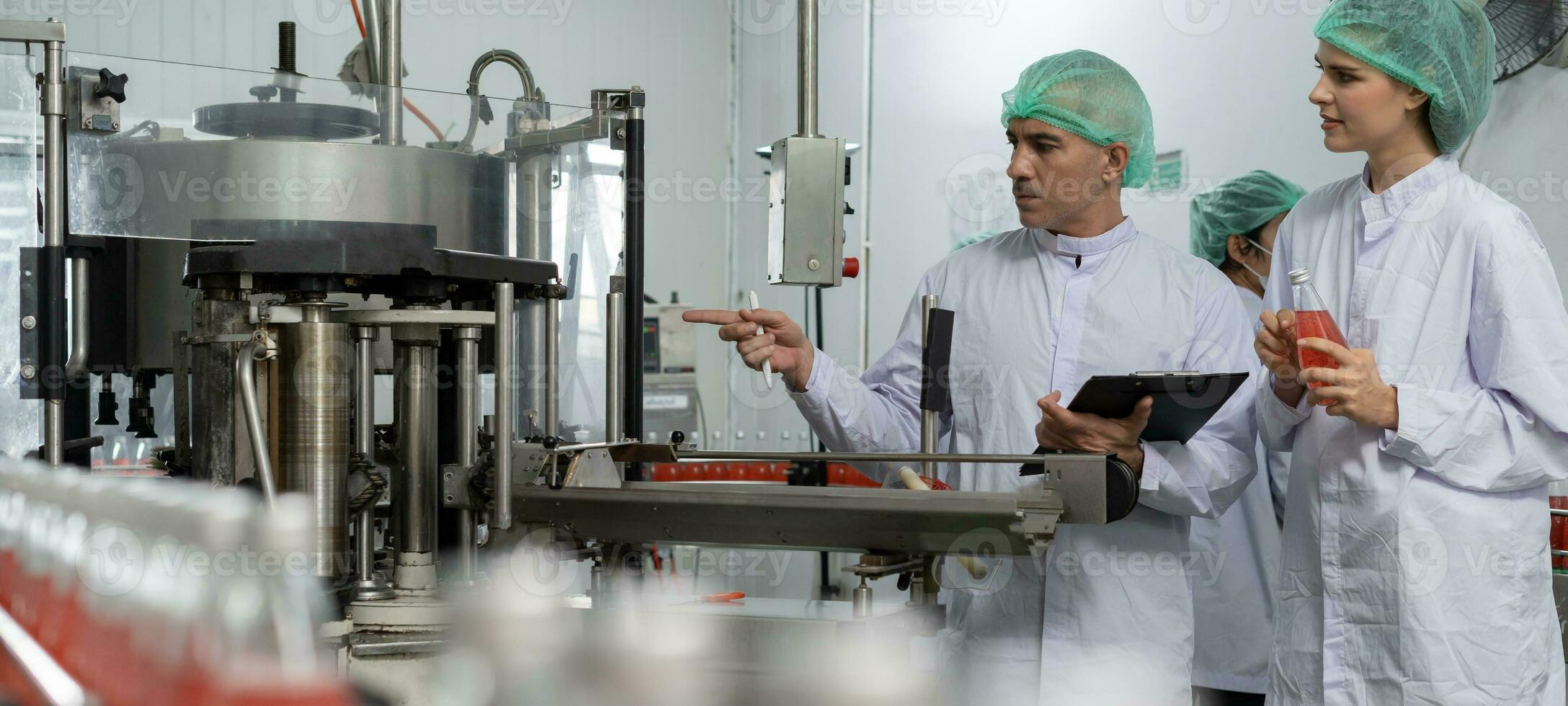 Portrait quality supervisor or food or beverages technician inspection about quality control food or beverages before send product to the customer. Production leader recheck ingredient photo