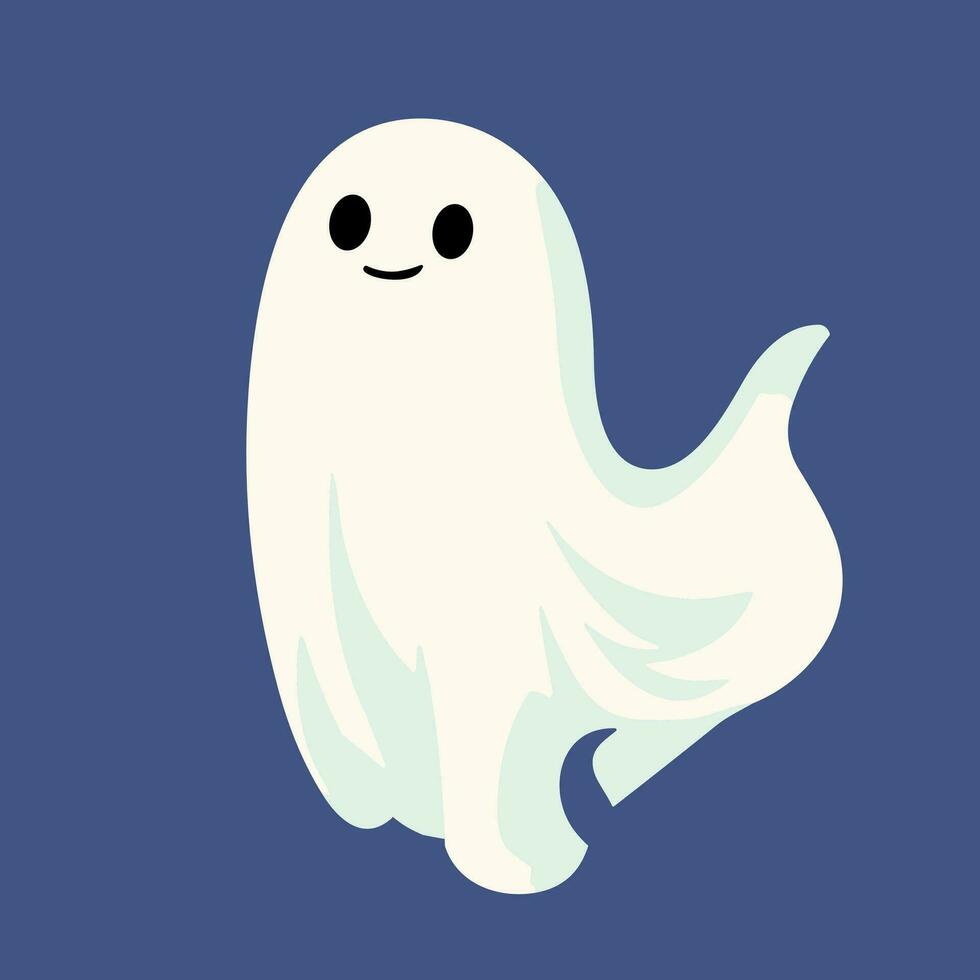 linda fantasma personaje estilo, y plano diseño. vector ilustraciones para Víspera de Todos los Santos día.