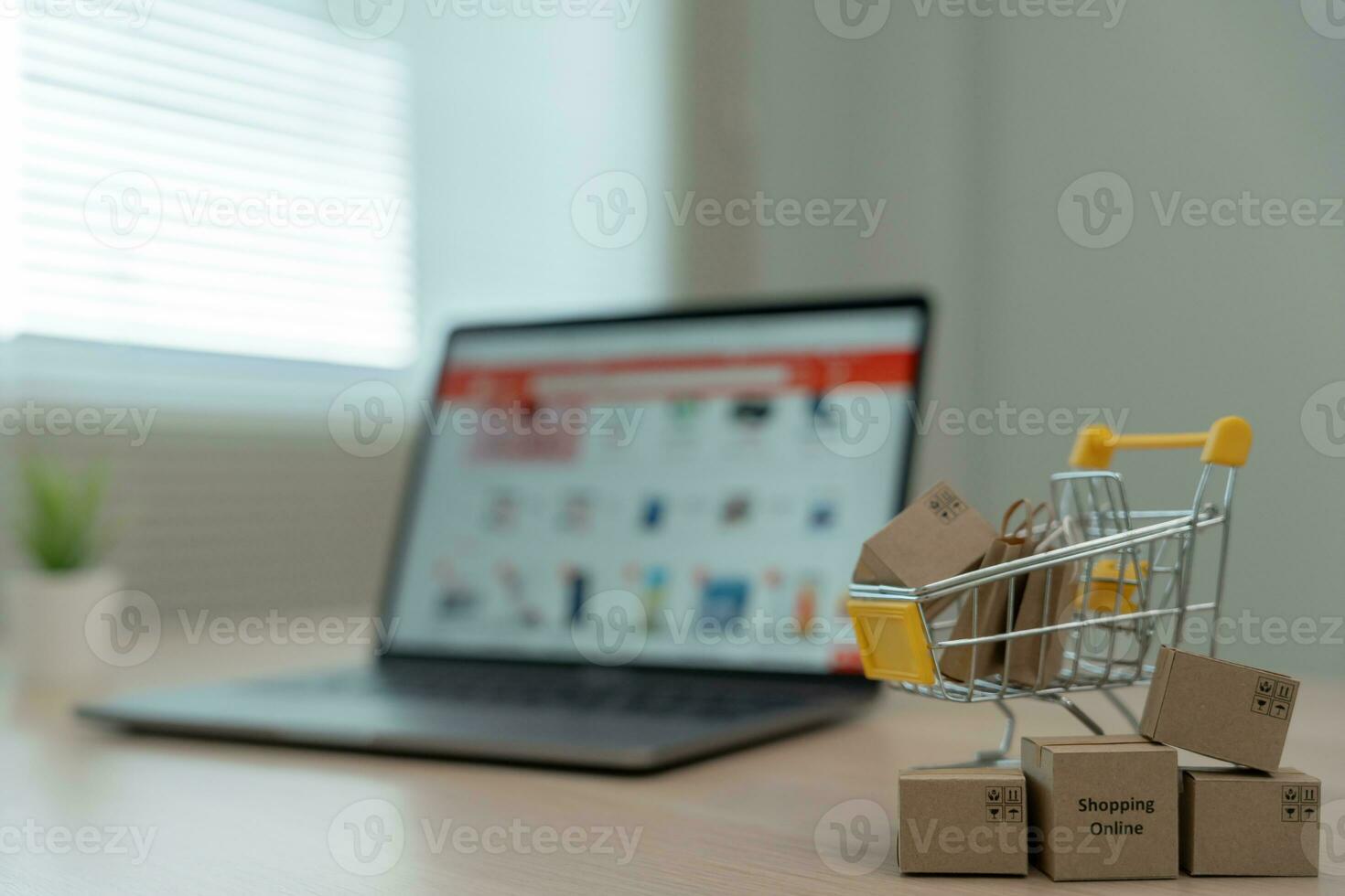 using computer for online shopping at home. stay home, technology, electronic commerce, internet, market place, final or summer or big sale, payment, discount for credit, offer, Low price photo