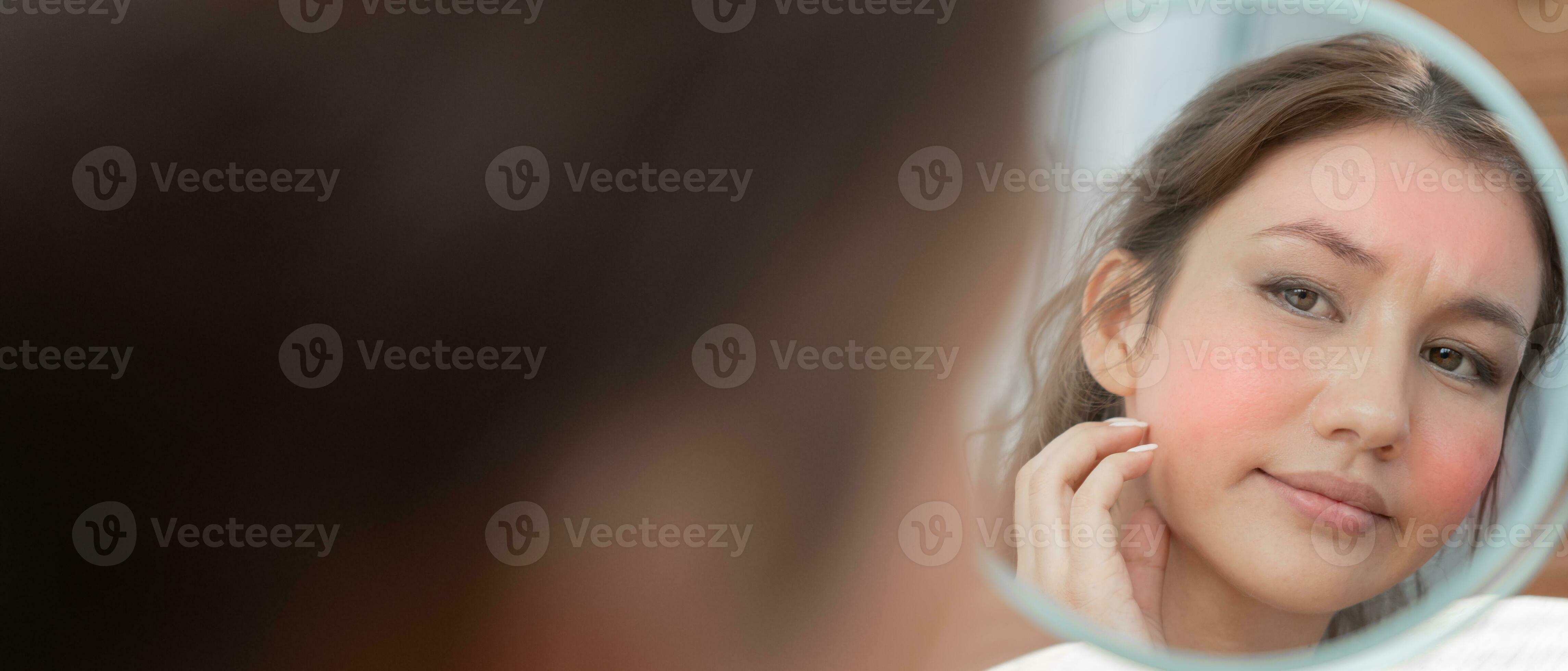 Young woman are worried about faces Dermatology and allergic to