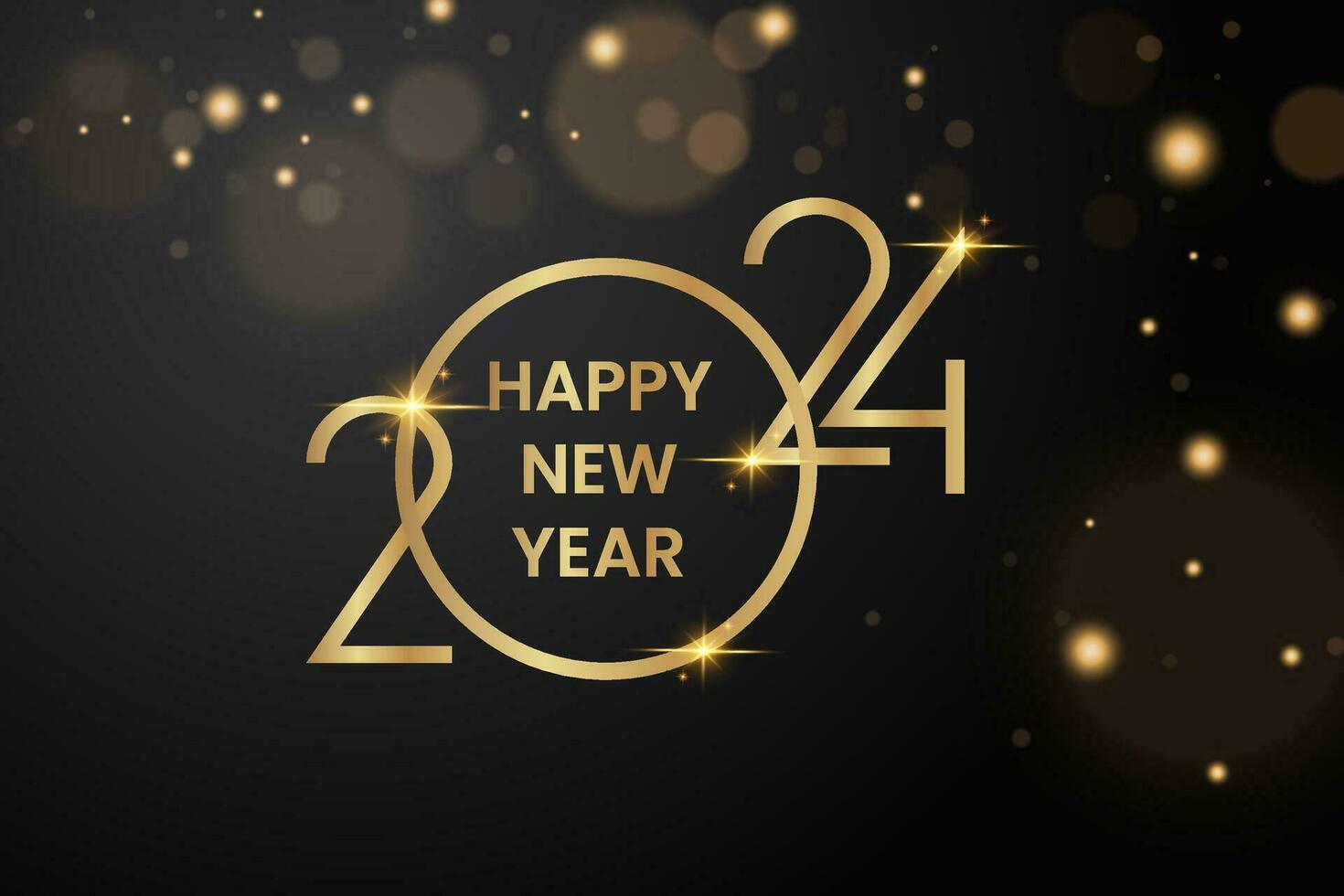We wish you a Happy New Year 2024 shining sparkler firework gold and