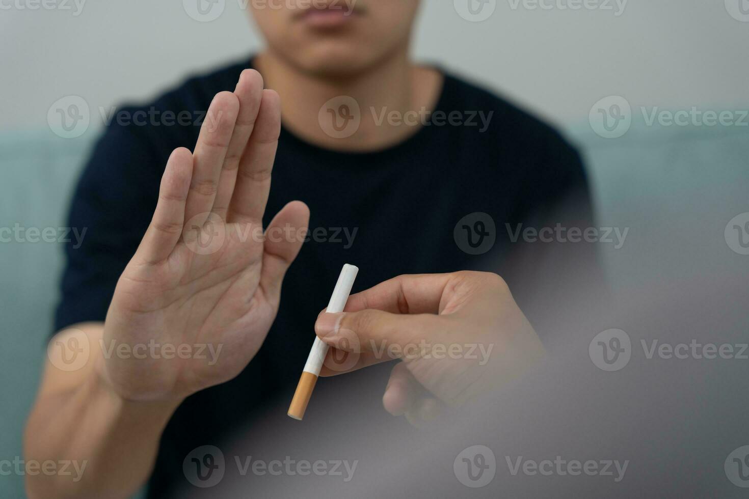 No smoking. Woman stop smoke, refuse, reject, break take cigarette, say no. quit smoking for health. world tobacco day. drugs, Lung Cancer, emphysema , Pulmonary disease, narcotic, nicotine effect photo