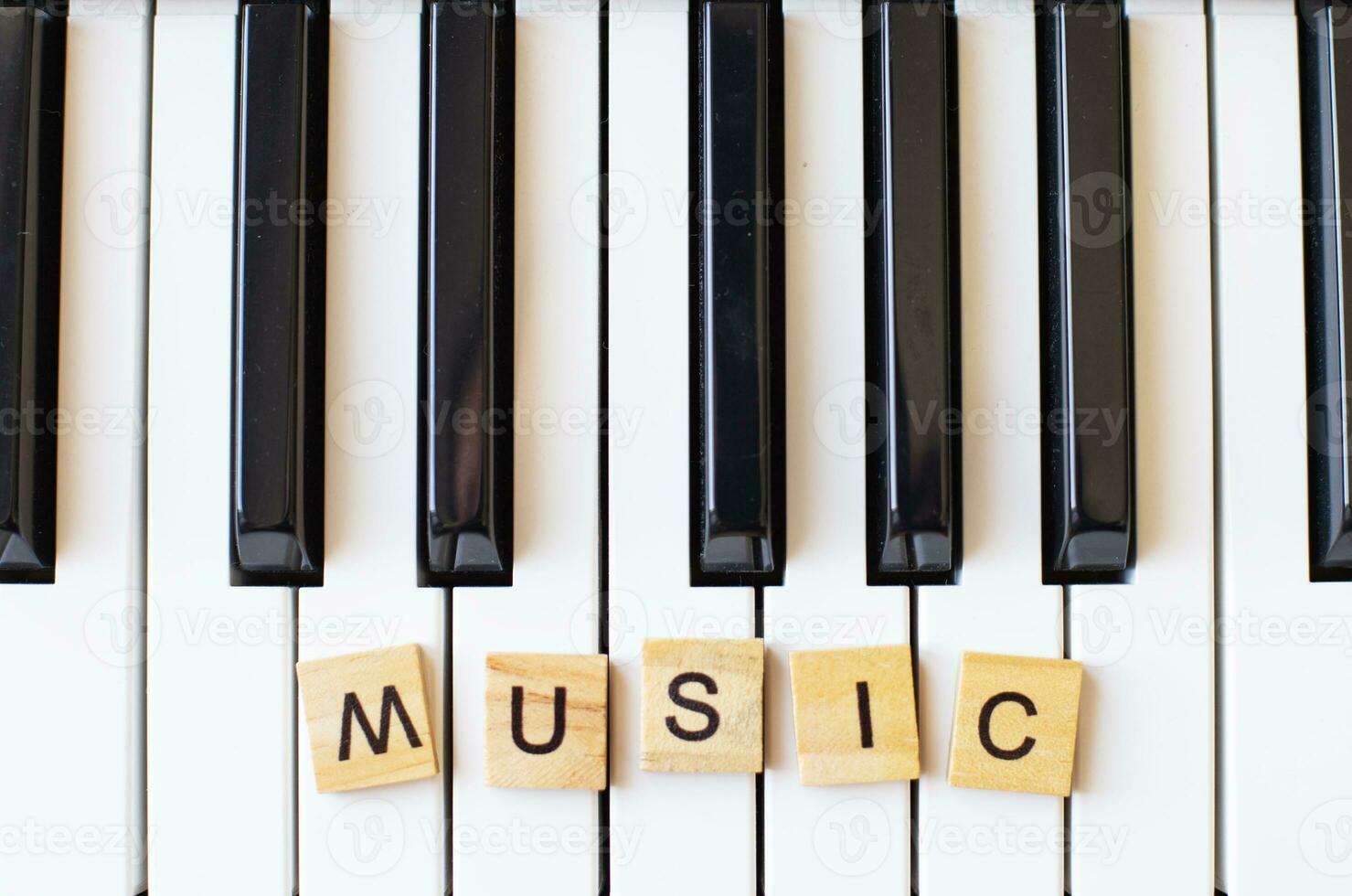 Synthesizer keys black and white background with copy space for your text. Piano octave close up photo