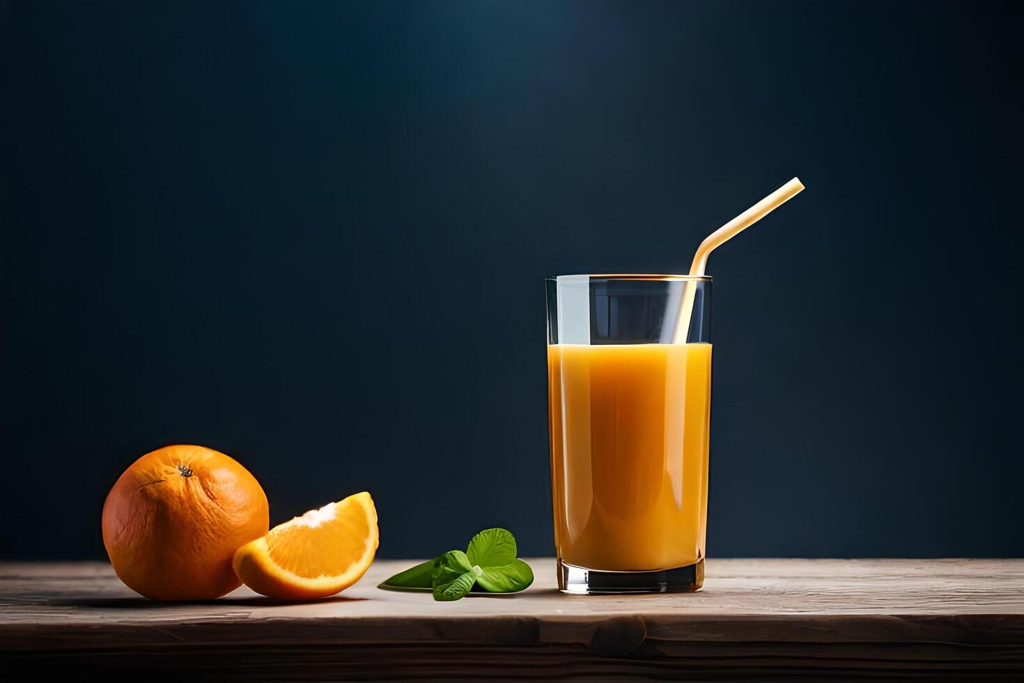 fresh orange juice in the glass on dark background AI Generated photo