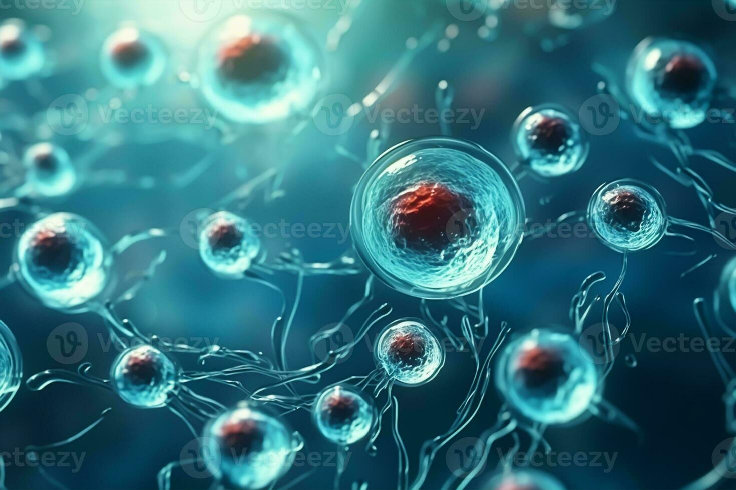 Human cell or Embryonic stem cell microscope background, medical science background photo