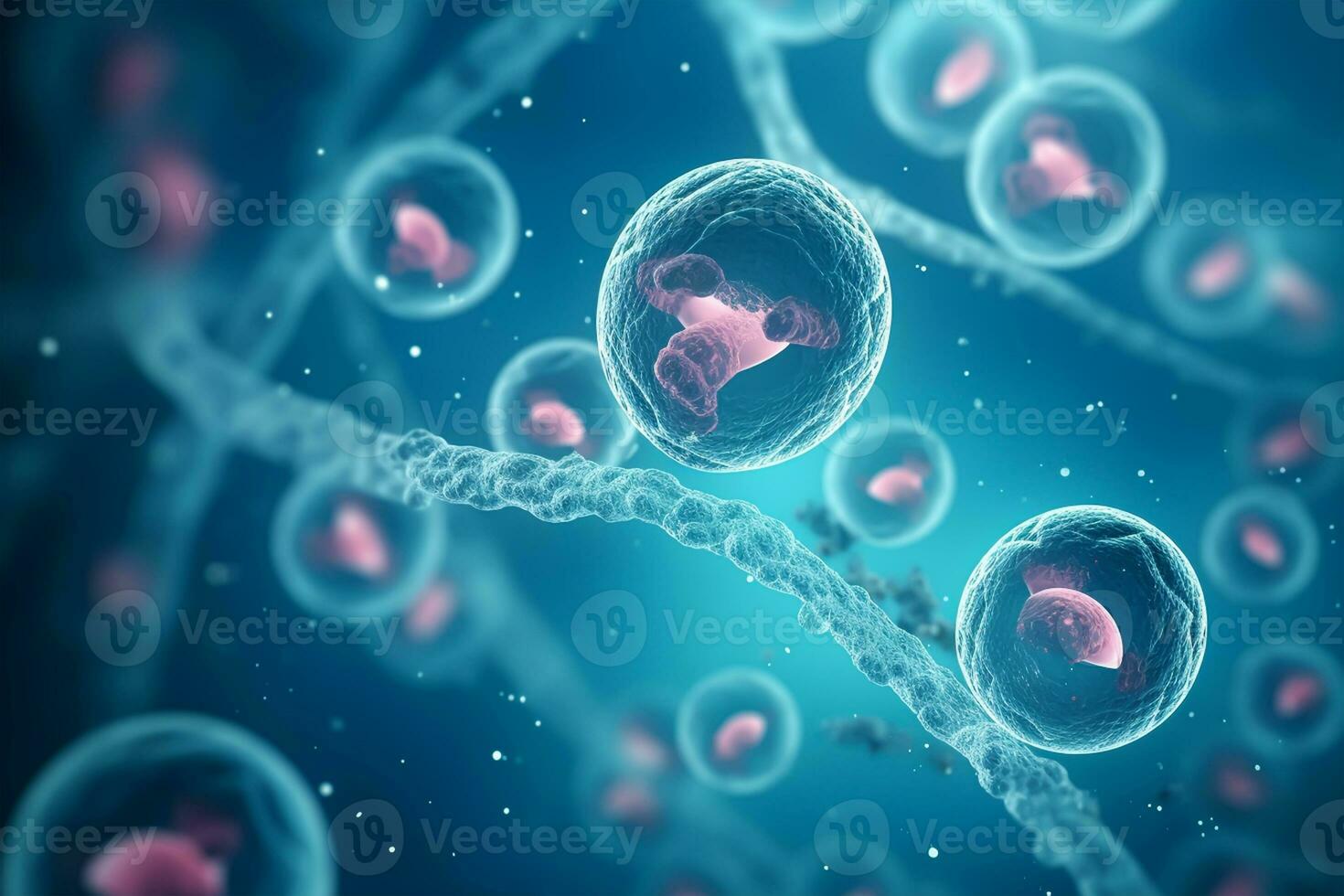 Human cell or Embryonic stem cell microscope background, medical science background photo