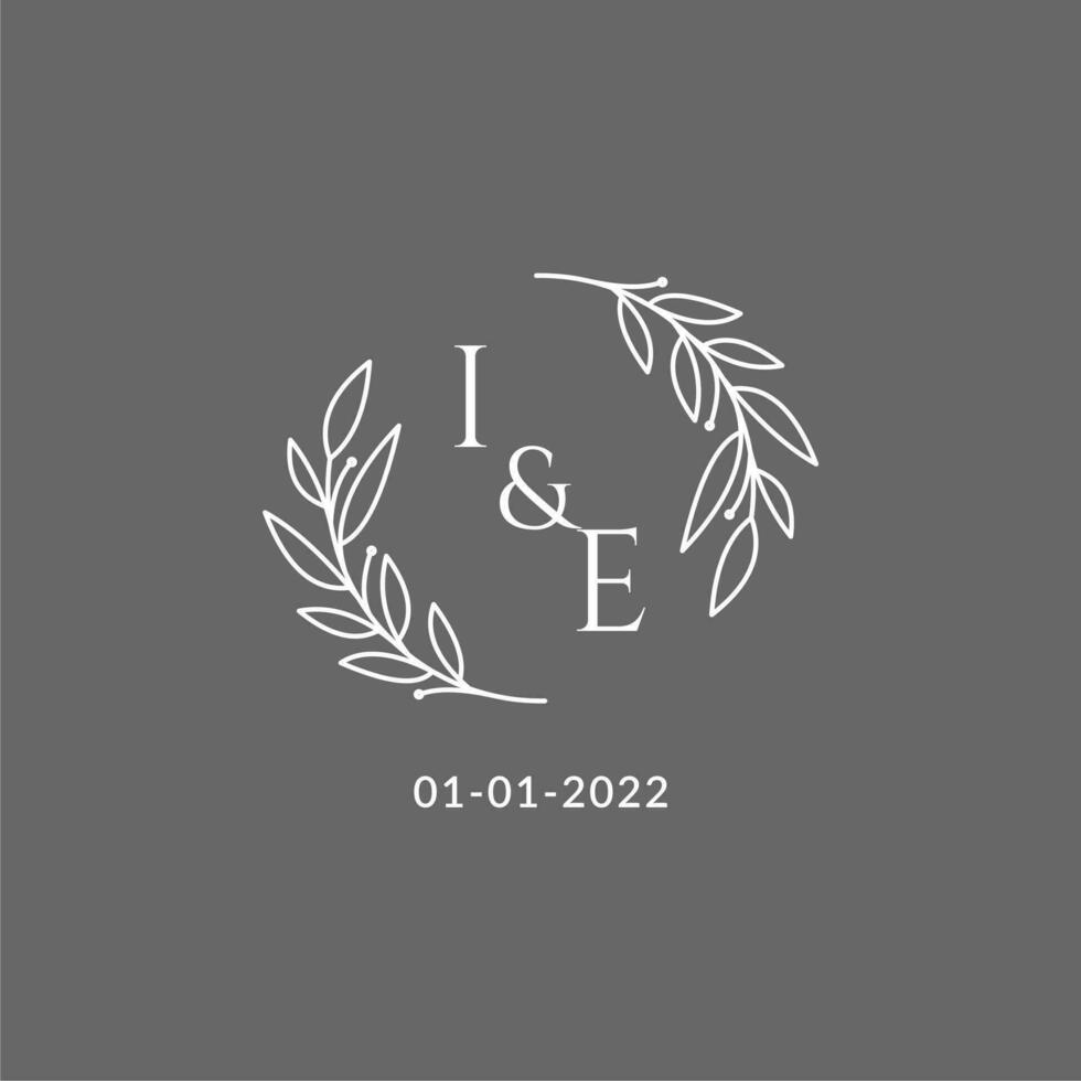 Initial letter IE monogram wedding logo with creative leaves decoration vector