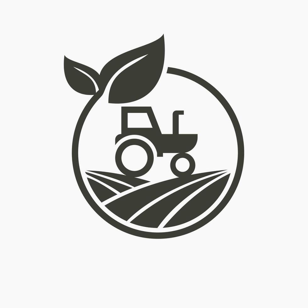 Agriculture Logo Design Concept With Tractor Icon. Farming Logotype Symbol Template vector