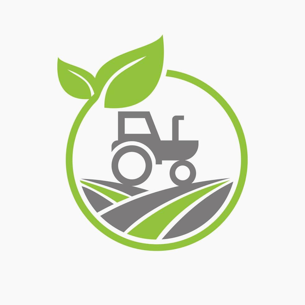 Agriculture Logo Design Concept With Tractor Icon. Farming Logotype Symbol Template vector