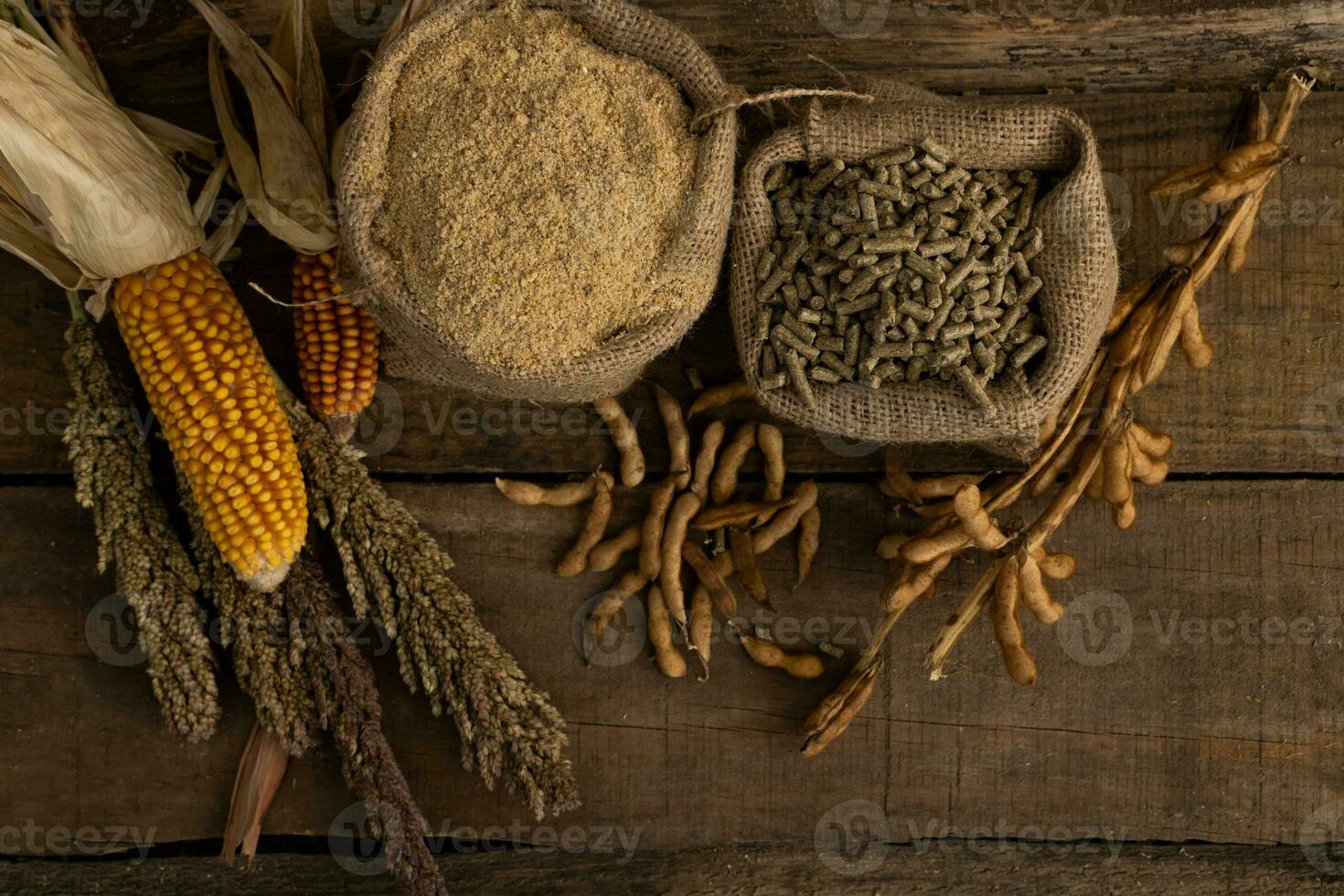 bags with balanced food for animals photo