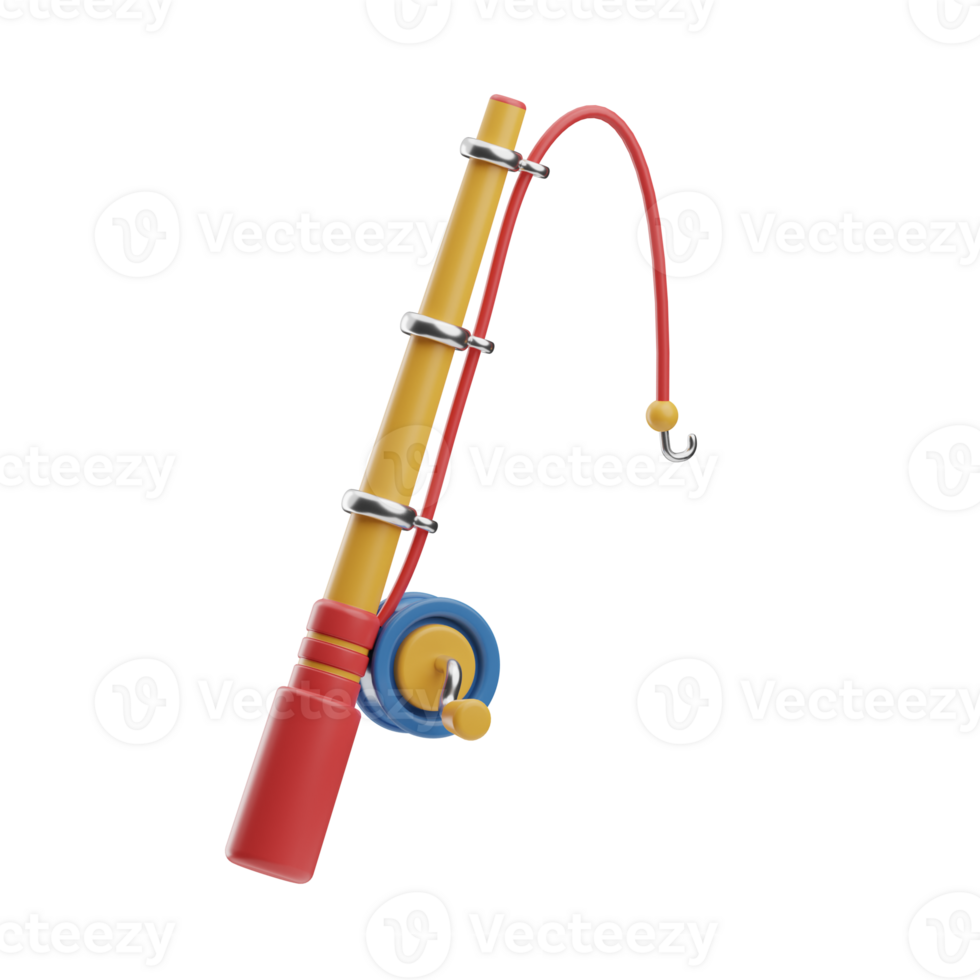 summer game Fishing Rod illustration 3d png