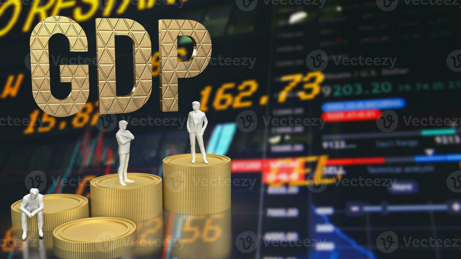 The Gap gold text and coins for Business concept  3d rendering photo