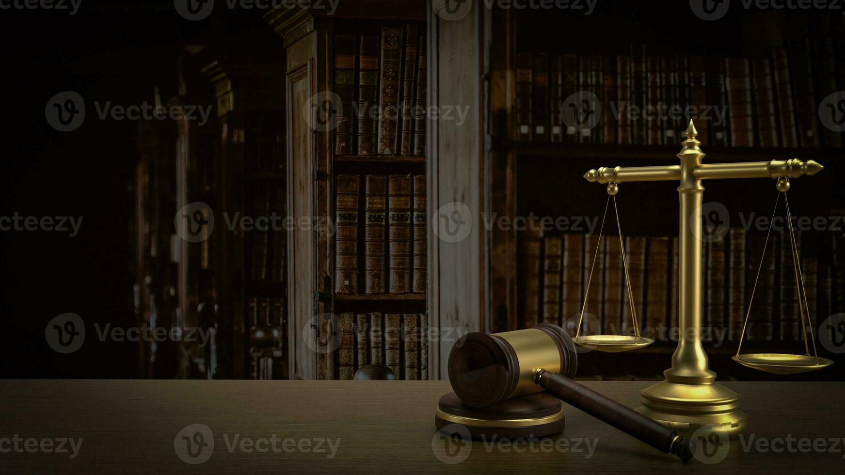 The Hammer and Libra for law and justice concept 3d rendering photo
