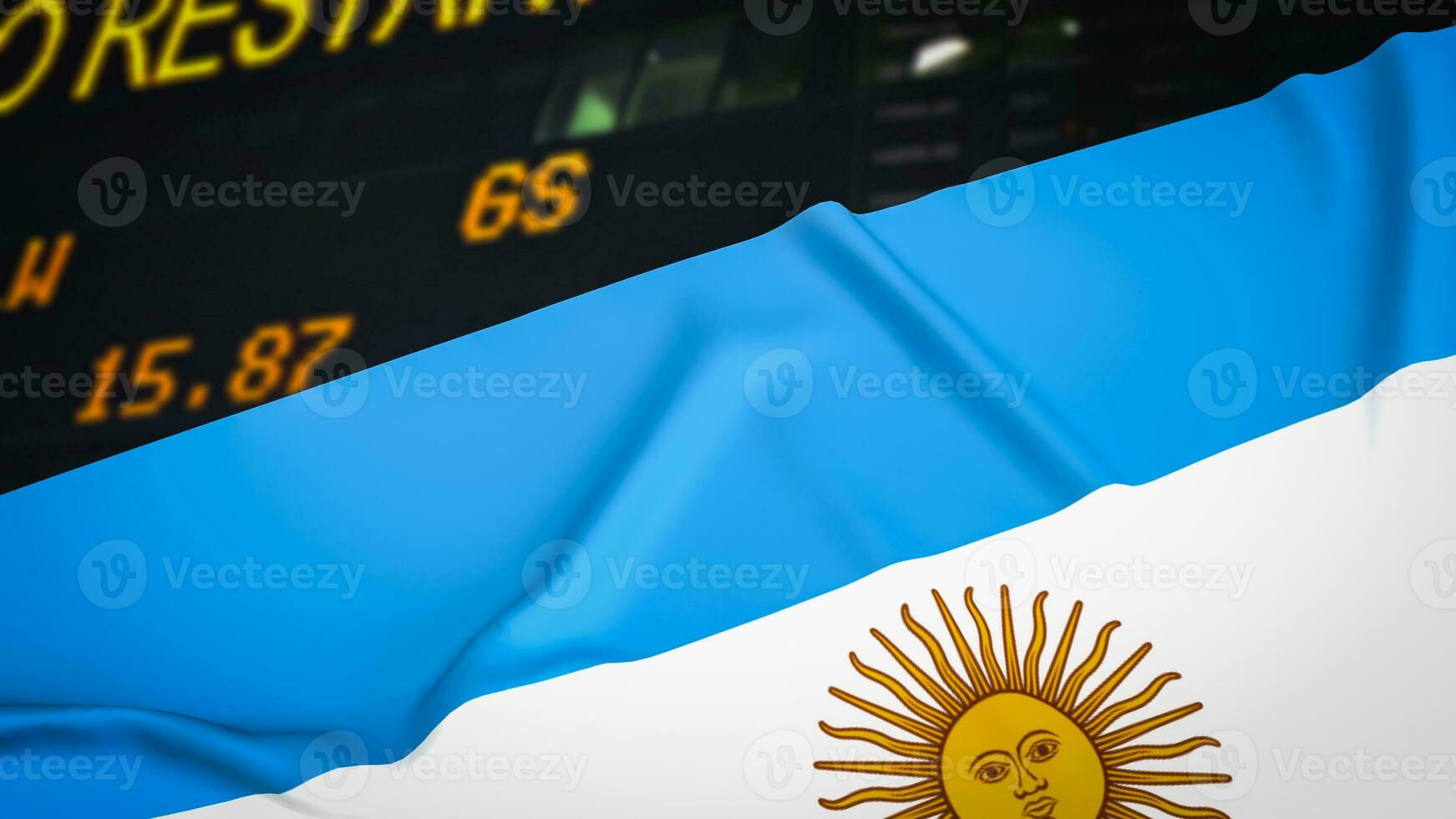 The  Argentina flag on Business chart background  3d rendering photo