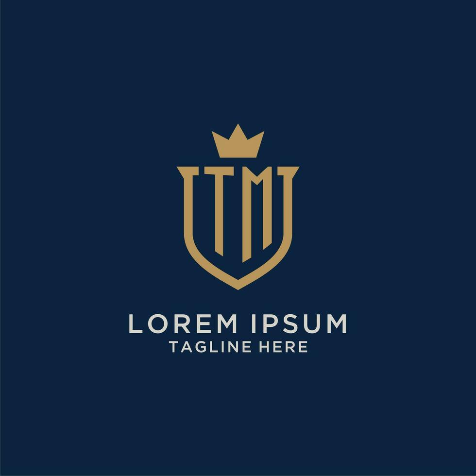 TM initial shield crown logo vector