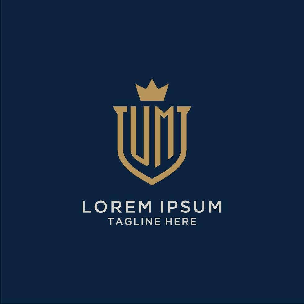 UM initial shield crown logo vector