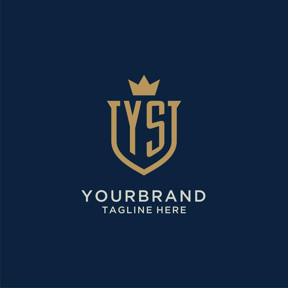 YS initial shield crown logo vector