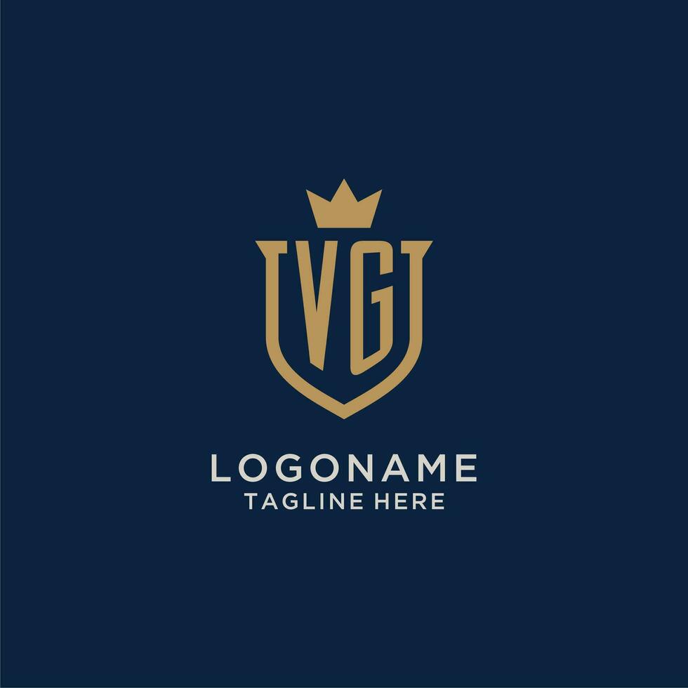 VG initial shield crown logo vector