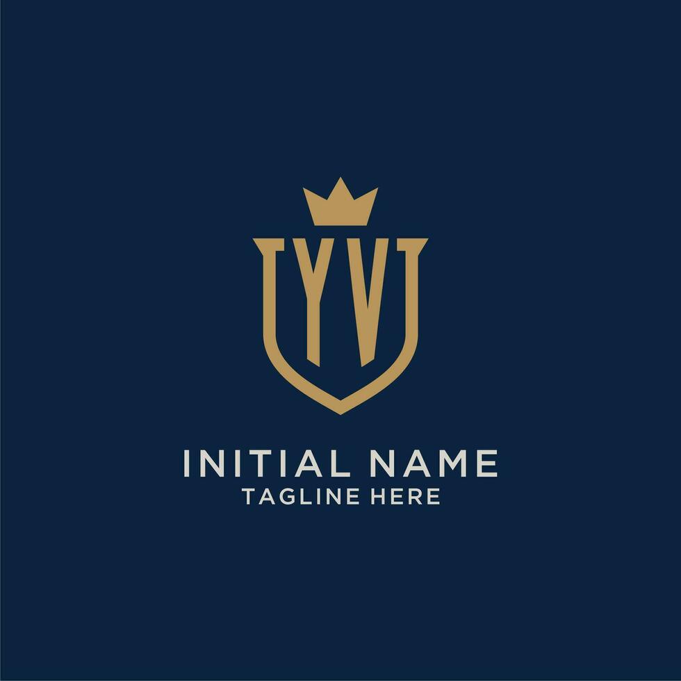 YV initial shield crown logo vector