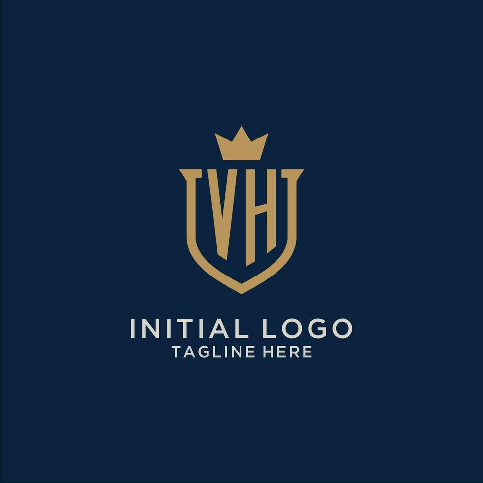 VH initial shield crown logo vector