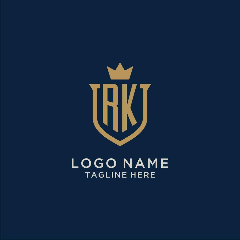 RK initial shield crown logo vector