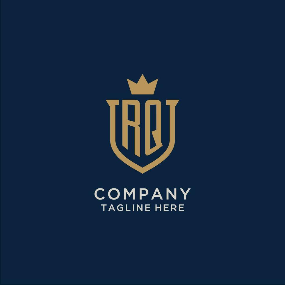 RQ initial shield crown logo vector