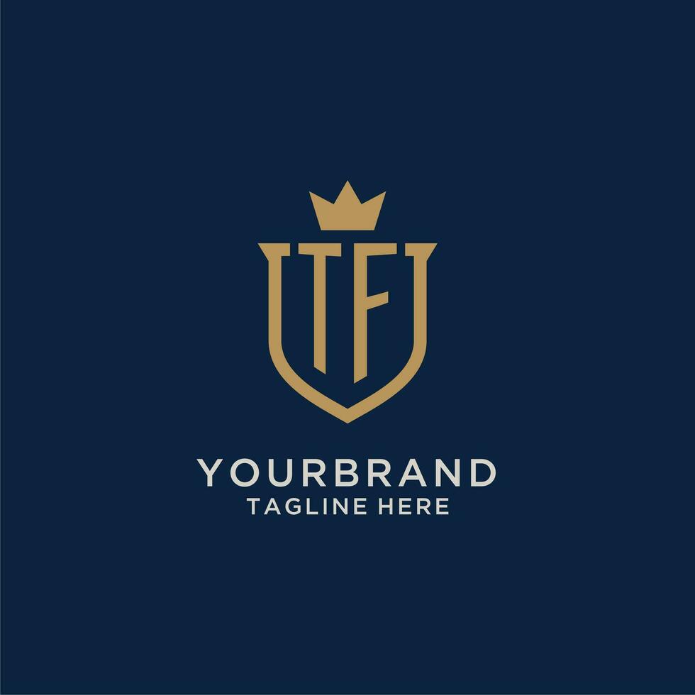 TF initial shield crown logo vector