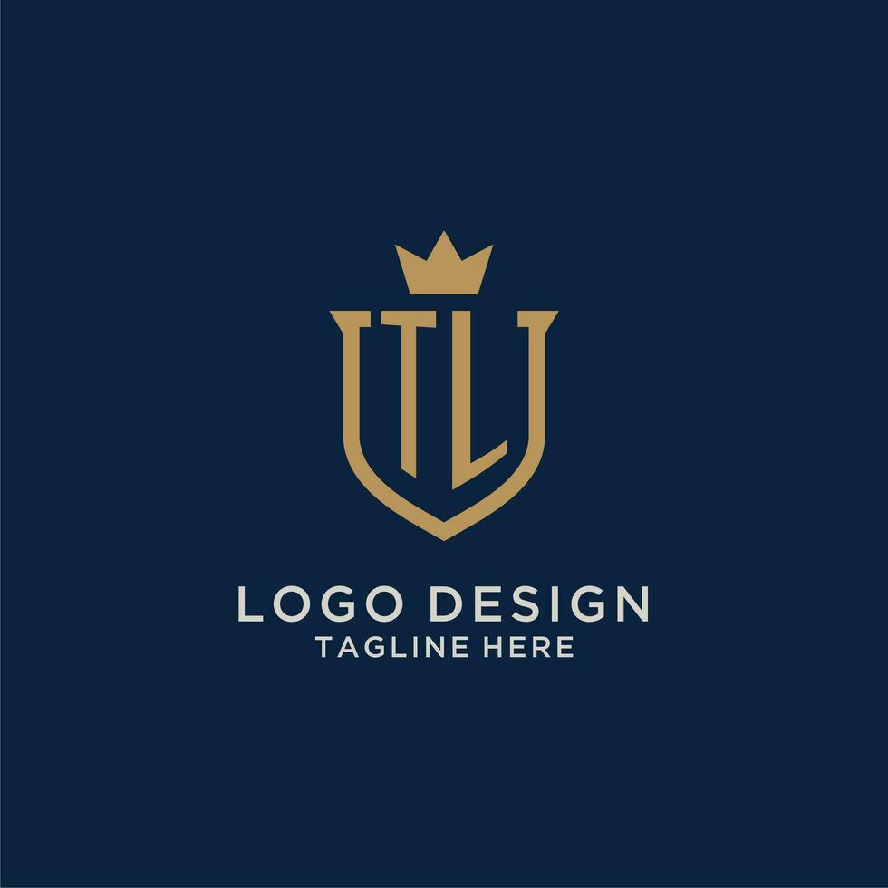 TL initial shield crown logo vector