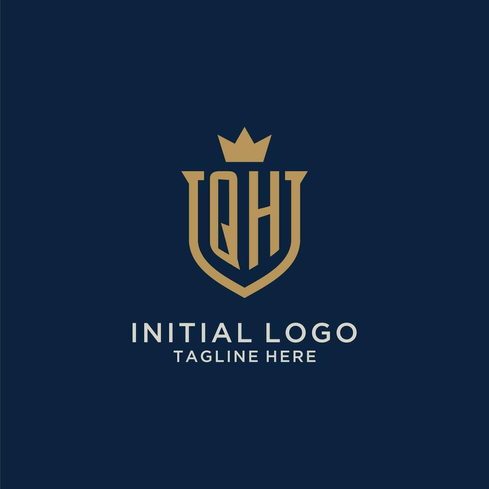 QH initial shield crown logo vector