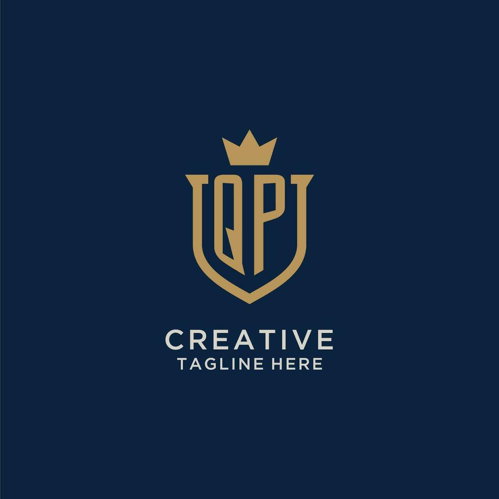 QP initial shield crown logo vector