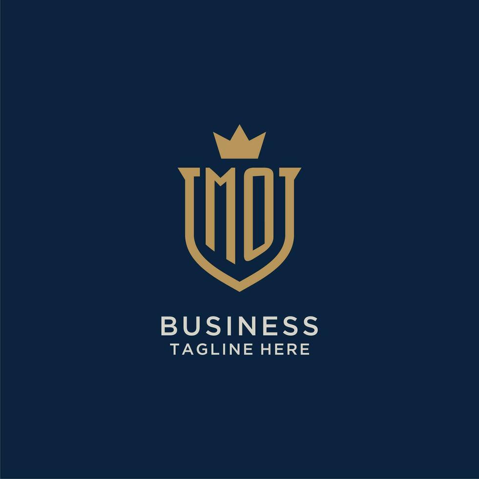 MO initial shield crown logo vector