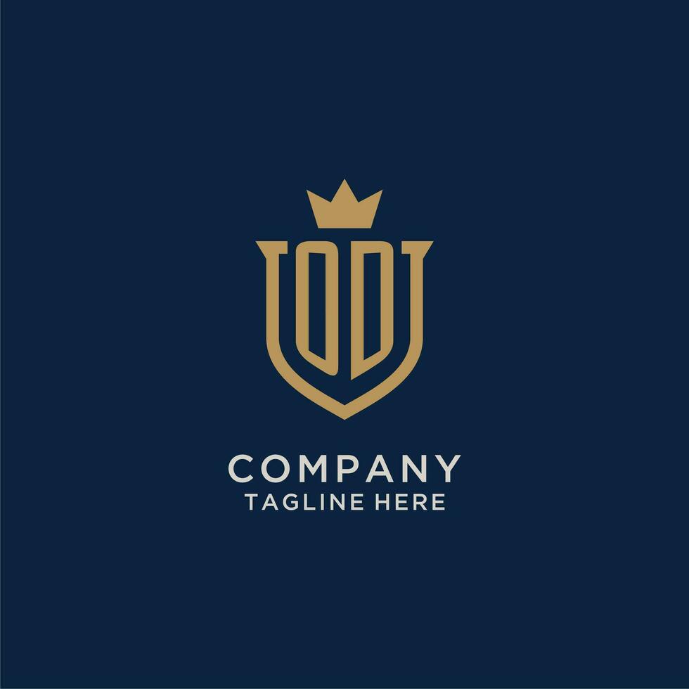 OD initial shield crown logo vector