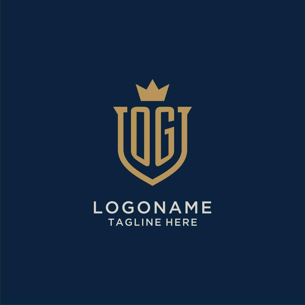 OG initial shield crown logo vector