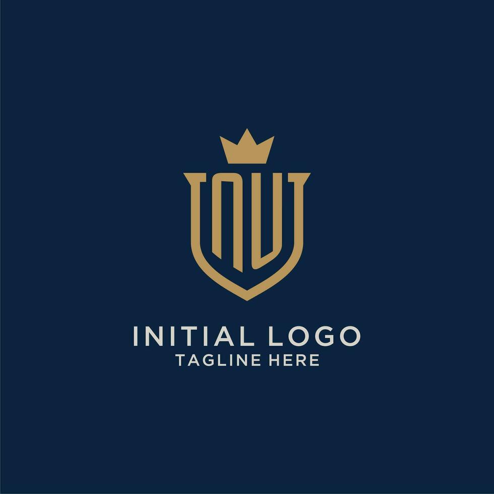 NU initial shield crown logo vector