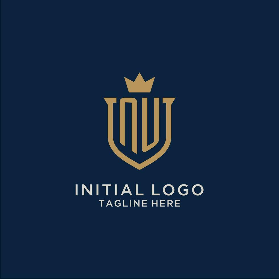 NU initial shield crown logo vector