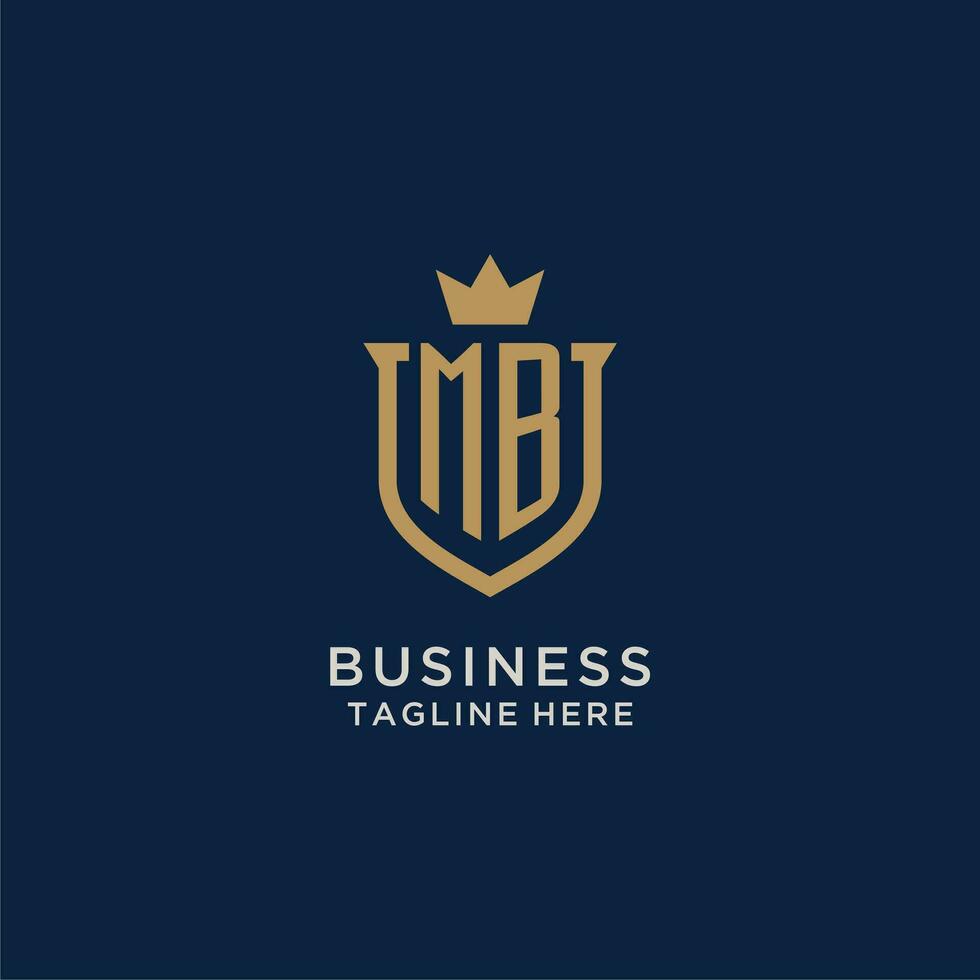 MB initial shield crown logo vector