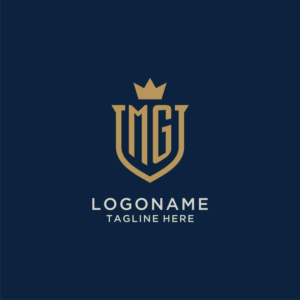 MG initial shield crown logo vector