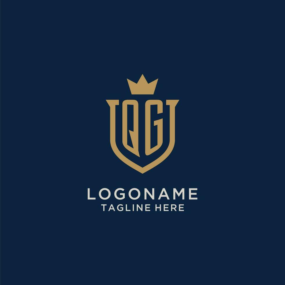 QG initial shield crown logo vector