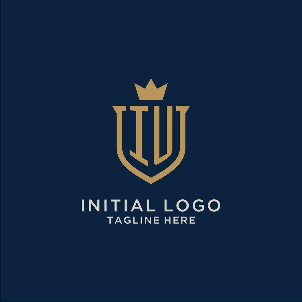 IU initial shield crown logo vector