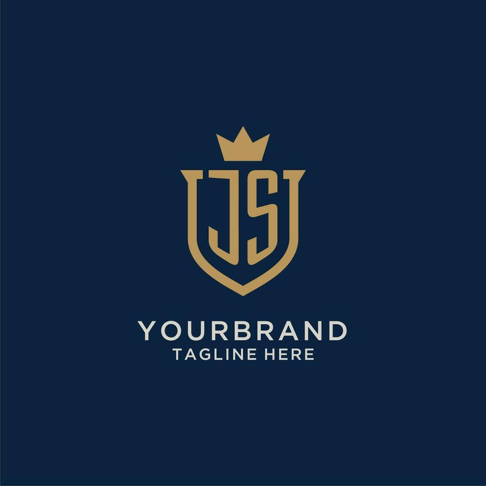 JS initial shield crown logo 27475269 Vector Art at Vecteezy