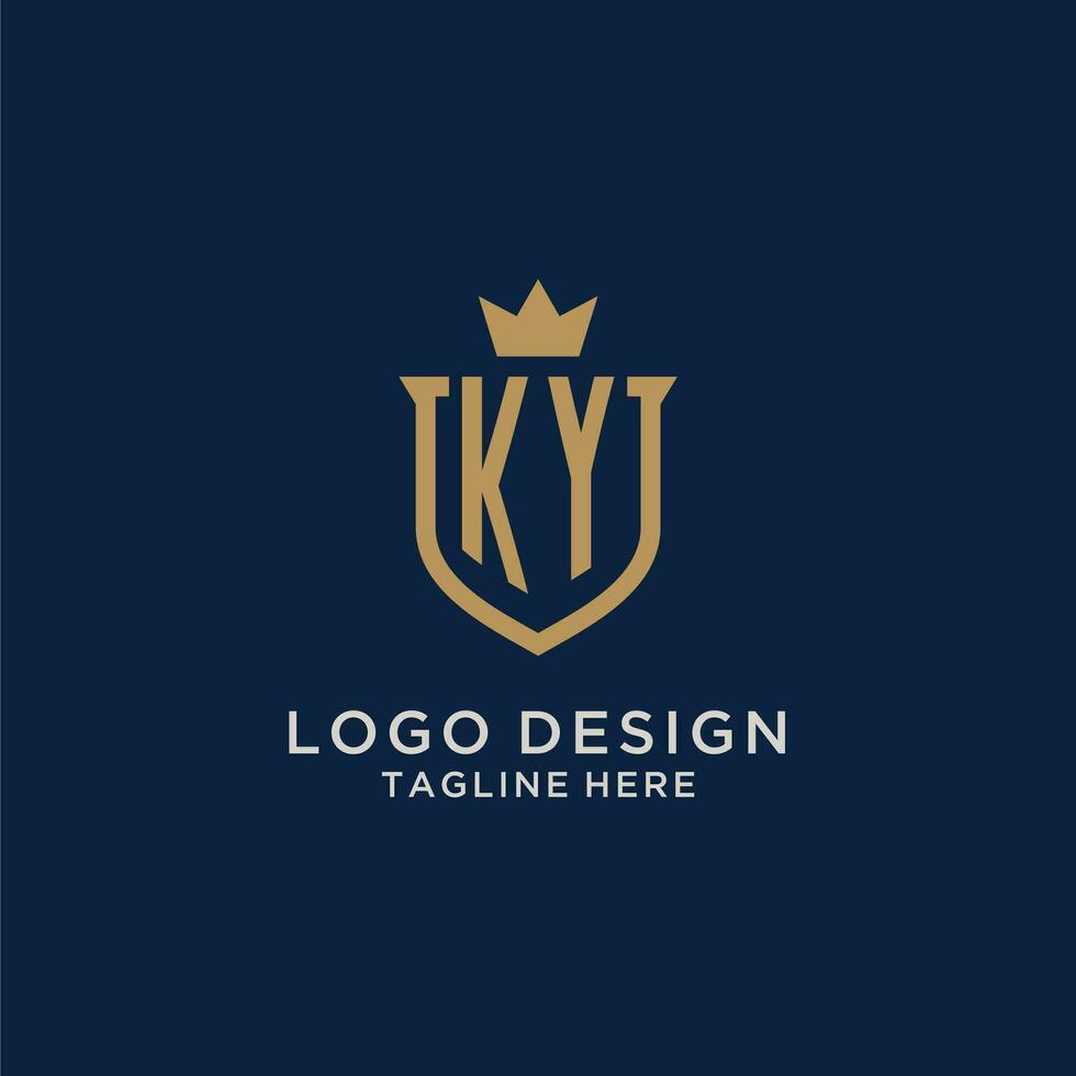 KY initial shield crown logo vector