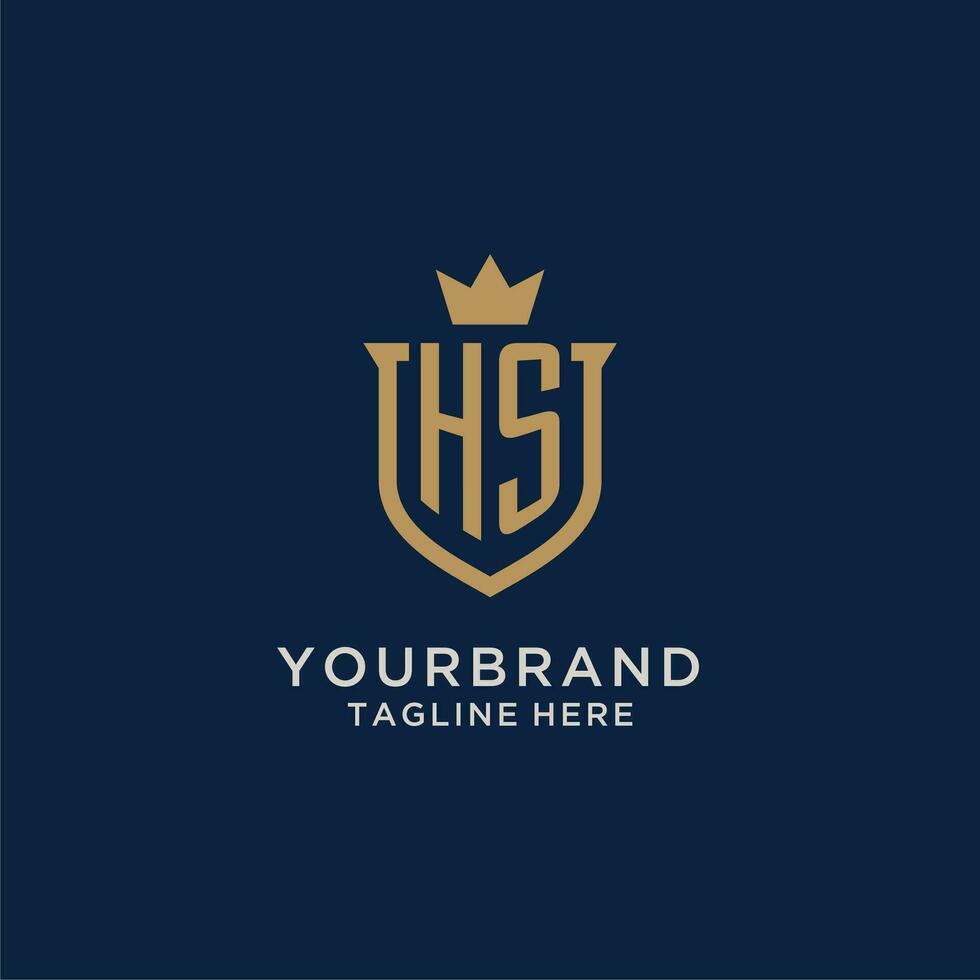 HS initial shield crown logo vector