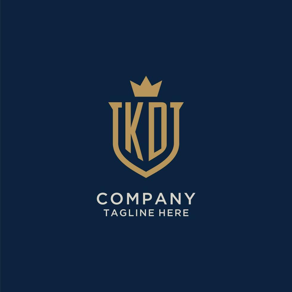 KD initial shield crown logo vector