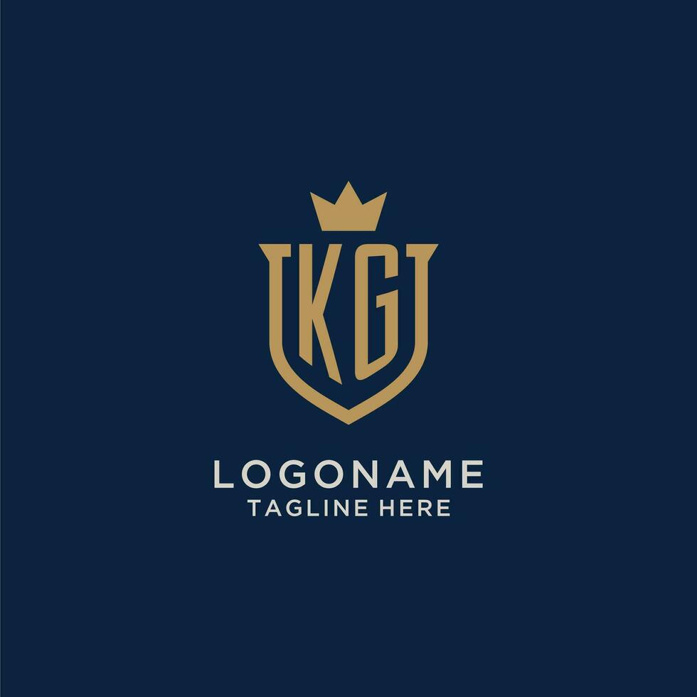 KG initial shield crown logo vector