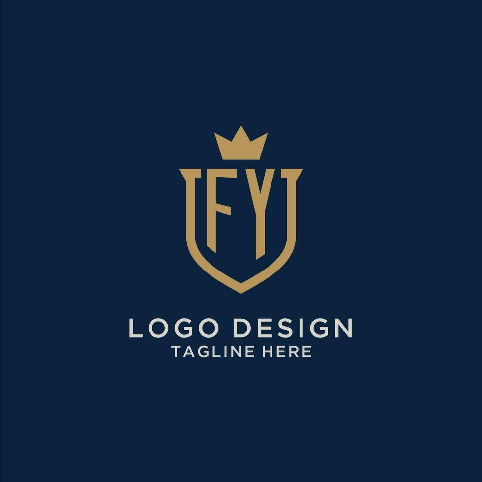 FY initial shield crown logo vector