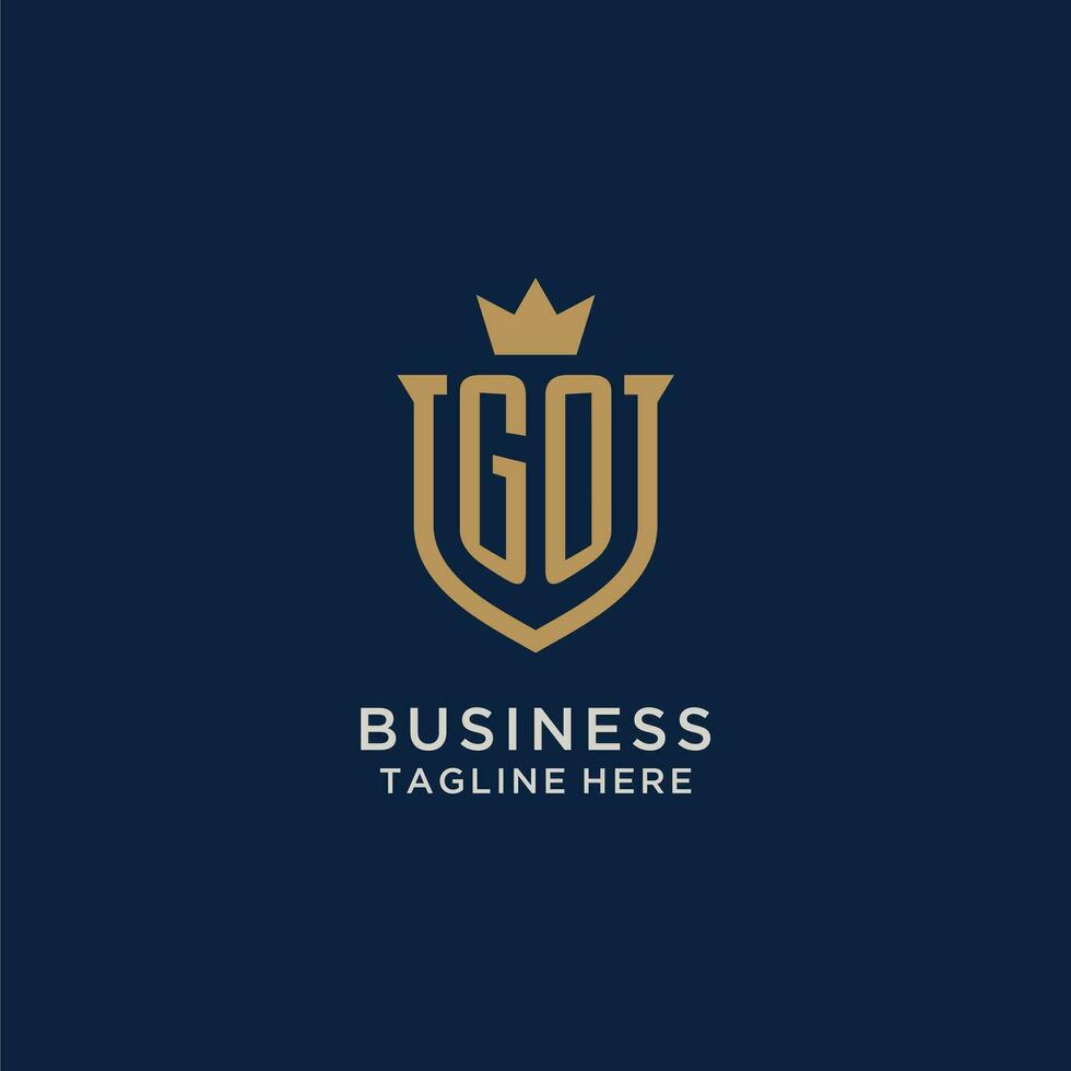 GO initial shield crown logo vector